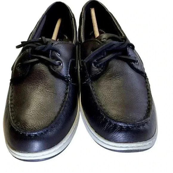 Sperry Coastfish 2Eye Leather Women 11M Lace Up Boat Shoes Black NEW - Picture 3 of 8